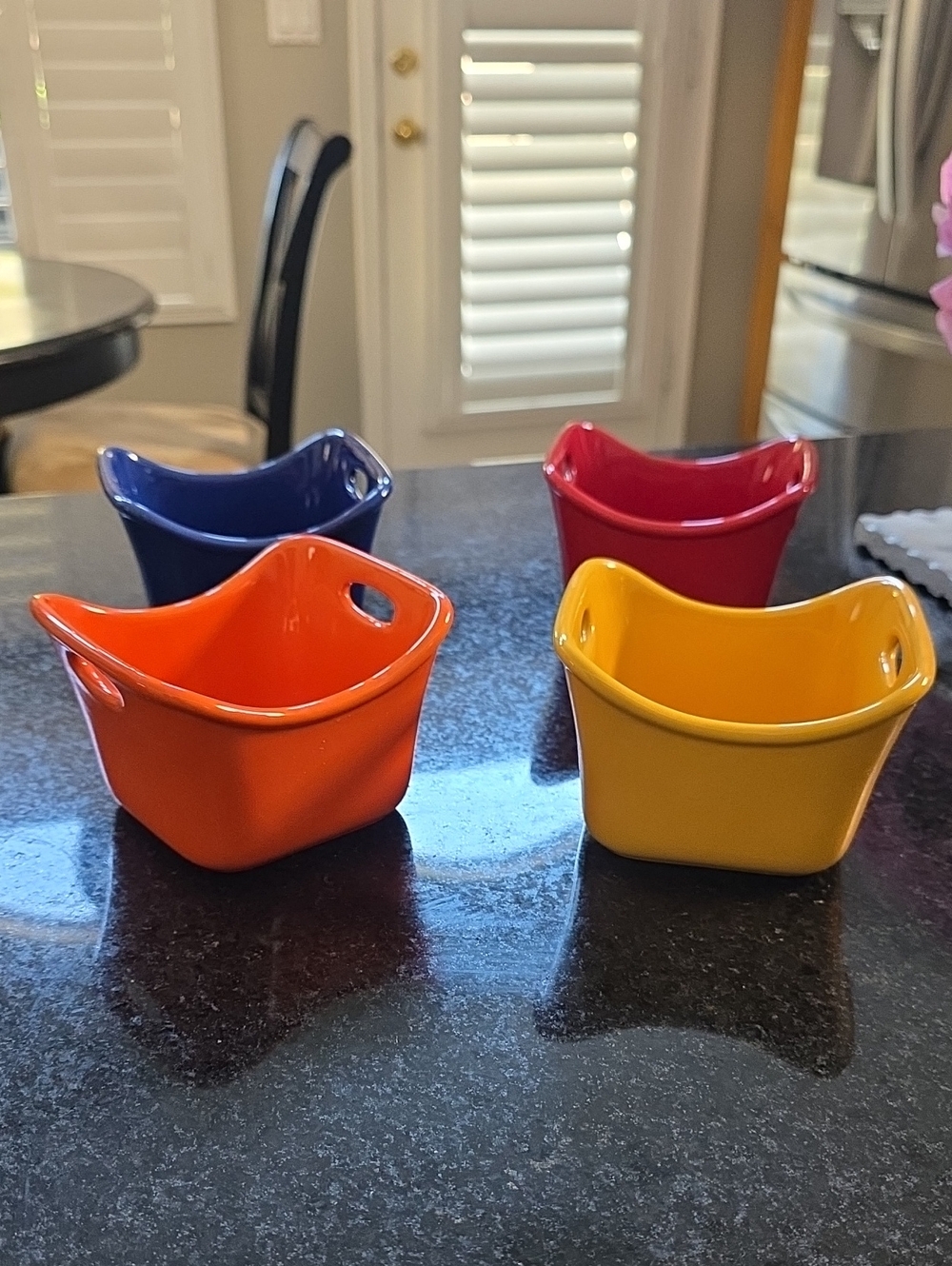 Rachael Ray Bright Ceramic Prep Bowls in Orange, Yellow, Red, Blue